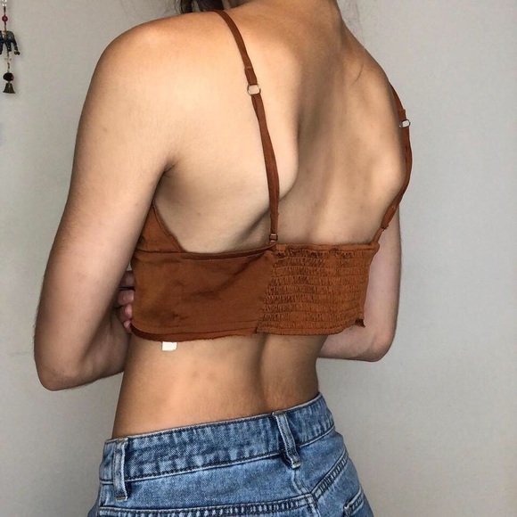 Intimately Free People Brown Plunge Neck Crop Top! - Picture 2 of 4